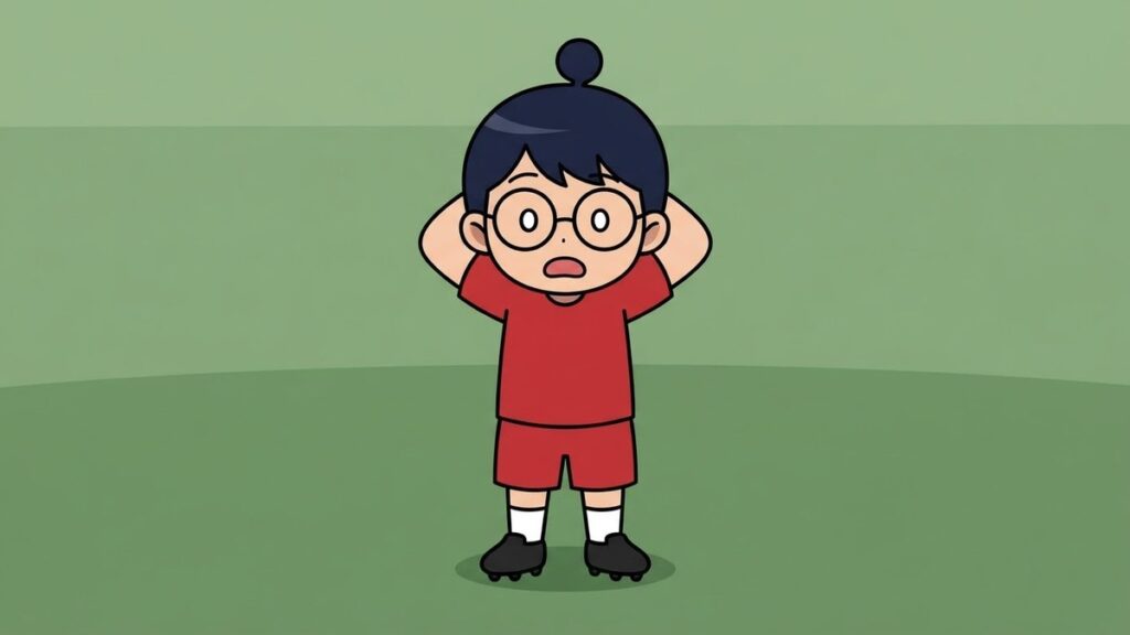 頭を抱えて驚くサカ丸のイラスト