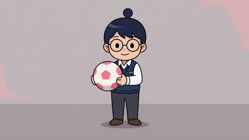 ピンクのボールを持つサカ丸のイラスト